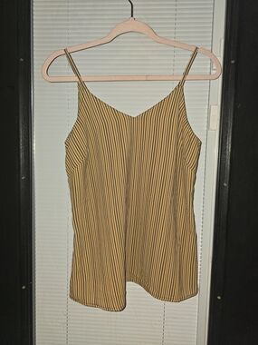 Japna Mustard and Black Striped V-Neck Camisole